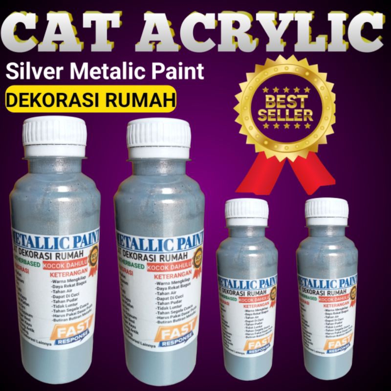 cat silver metalic cat acrylic 250ml cat dekorasi rumah cat glossy cat plafon / gypsum