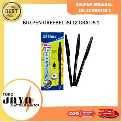 

(13PCS) Greebel Bulpen/Pena/Pulpen Greebel 0.5mm Technoline Hitam Biru Merah Toko Jaya ATK Murah Lengkap