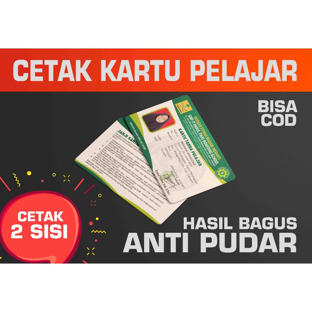 

CETAK KARTU PELAJAR/KARTU ORGANISASI ANTI LUNTUR BERKUALITAS