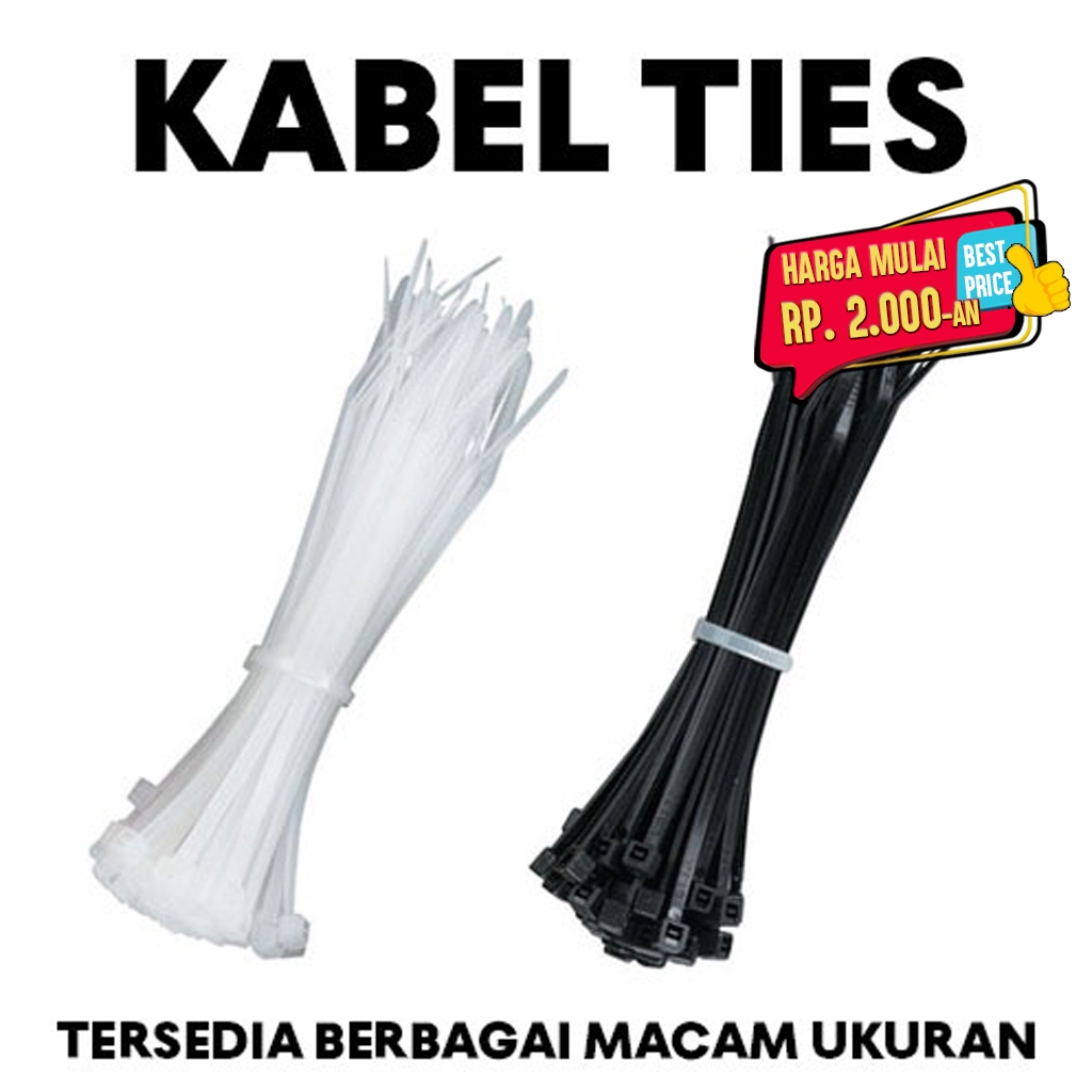 

Kabel Ties Hitam Putih ukuran 100 150 200 250 300 isi 100pcs Promo Bebas Ongkir