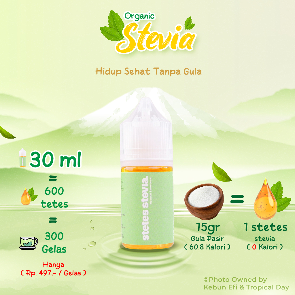 

Stevia Kebun Efi, Stevia Natural Sweetener (Kemasan Praktis & Efektif) by Stetes Stevia