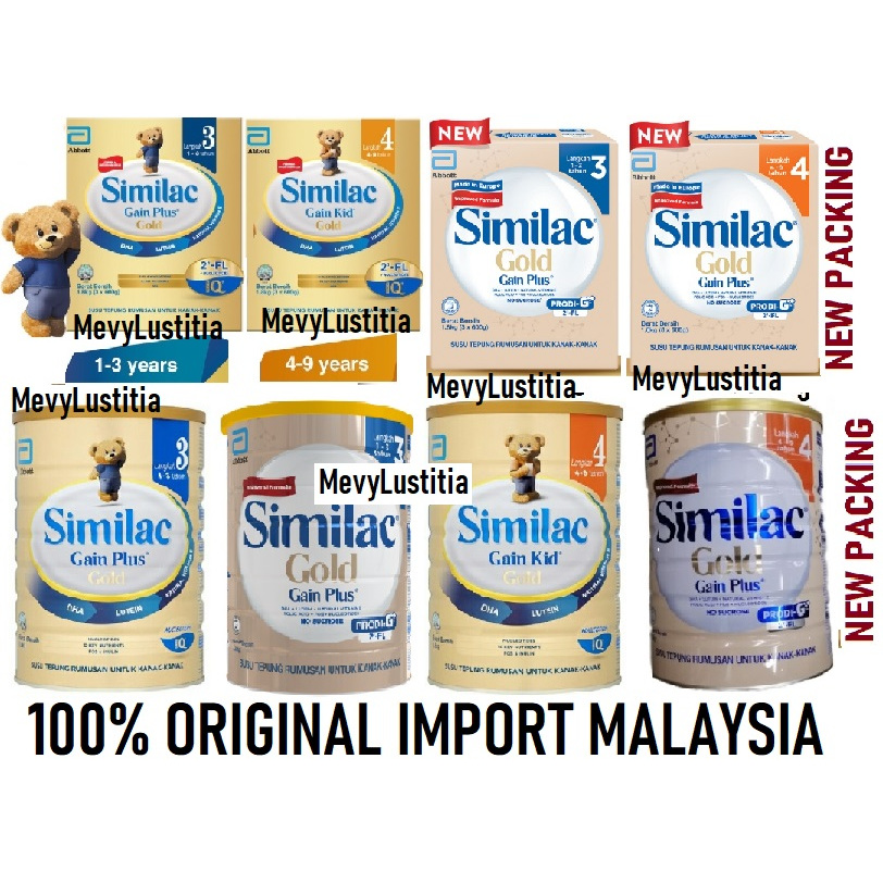 MALAYSIA 1.8kg Susu Formula Abbott Similac Gold 2FL 2 FL Gain Plus Gold Step 3 Gain Kid Step 4 Formu
