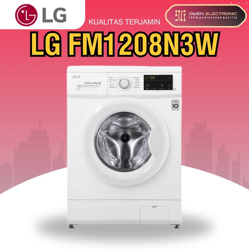 MESIN CUCI LG FM1208N3W 8KG / FRONT LOADING LG FM1208N3W 8KG