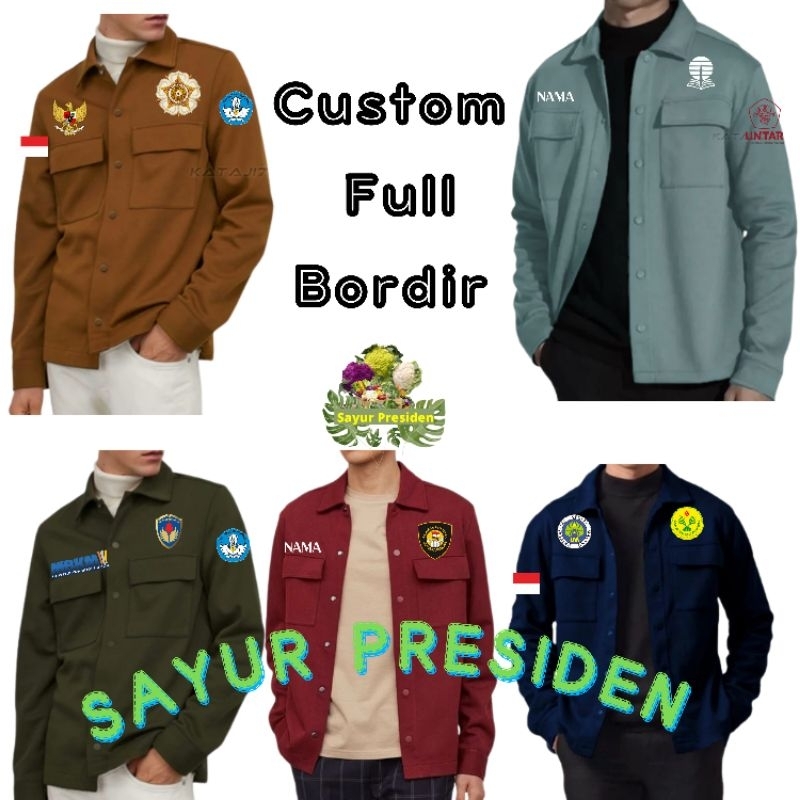 Jaket Pleece Pria dan wanita Custom Full Bordir/Jaket Shacket Custom Bordir/ Jaket custom Bordir sat