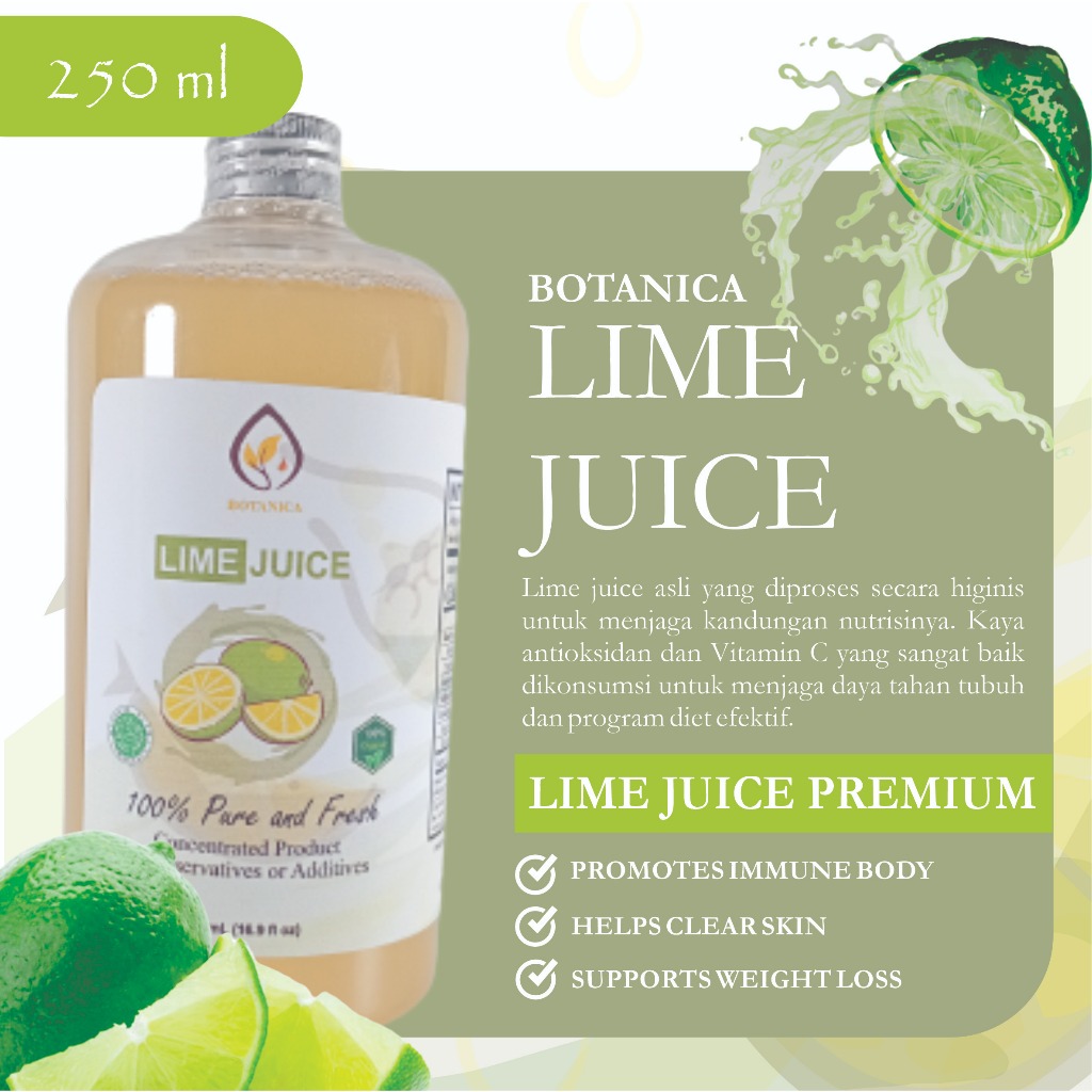 

Botanica Lime Juice Original 250 ml - Sari Jeruk Nipis Murni Untuk Detox, Healthy Life, Diet dan Immune