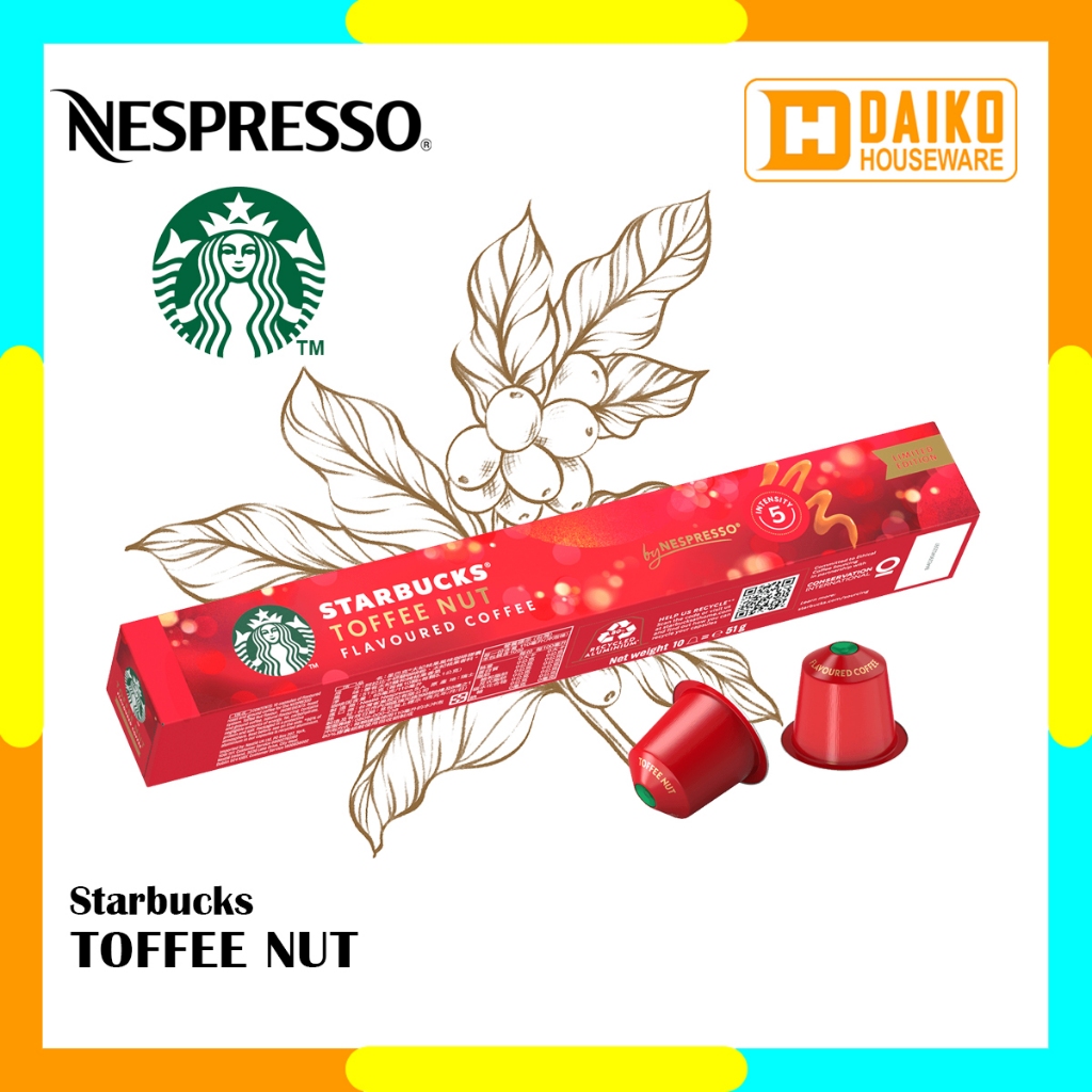 

Starbucks Toffee Nut Flavoured Coffee Capsule By Nespresso Coffee - Kopi Kapsul Blonde Roast