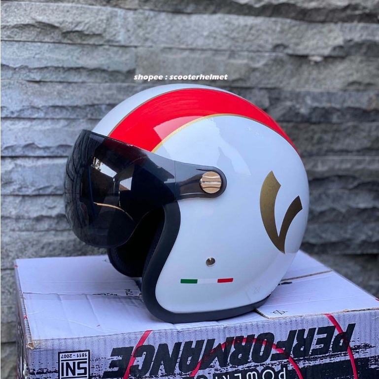 Helm Vespa Classic + Kaca