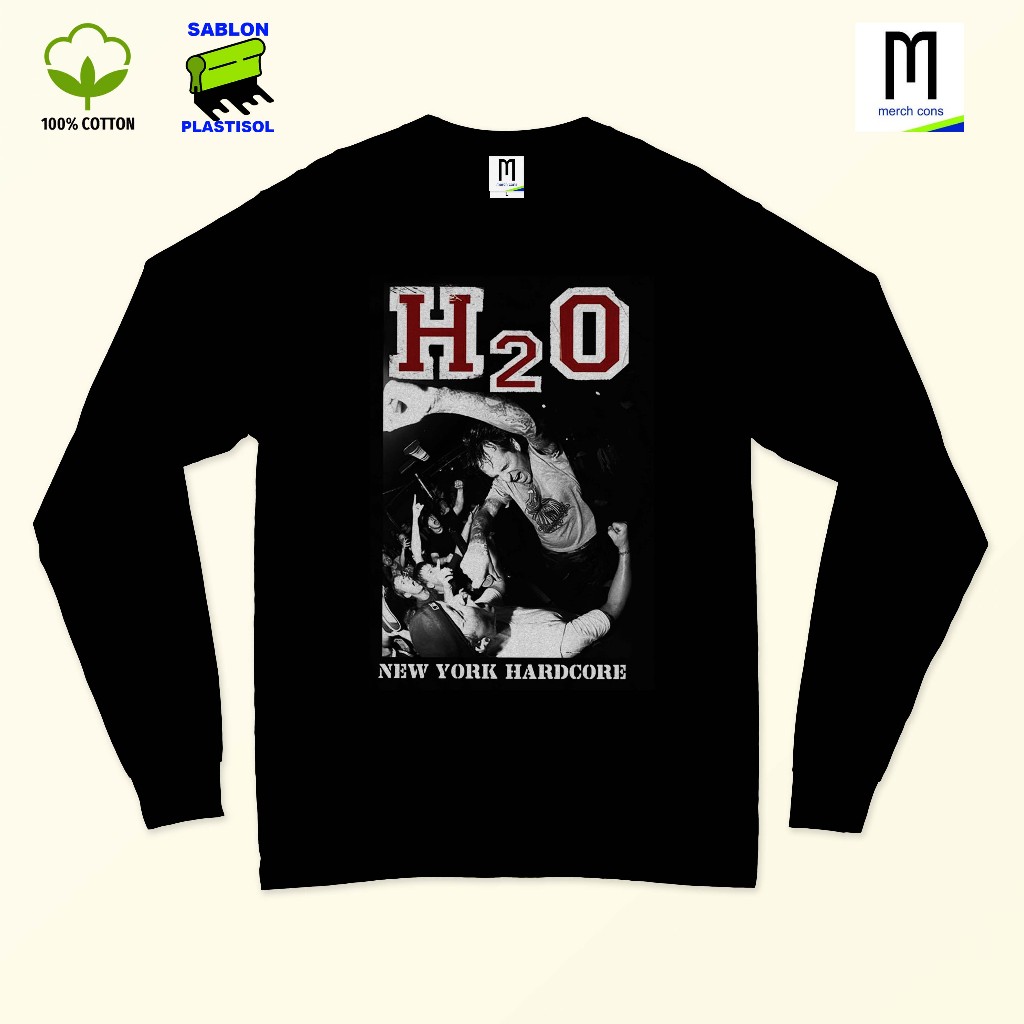 Long Sleeve- H2O NewYork Hardcore / Tag Merchcons / sablon plastisol - Hitam