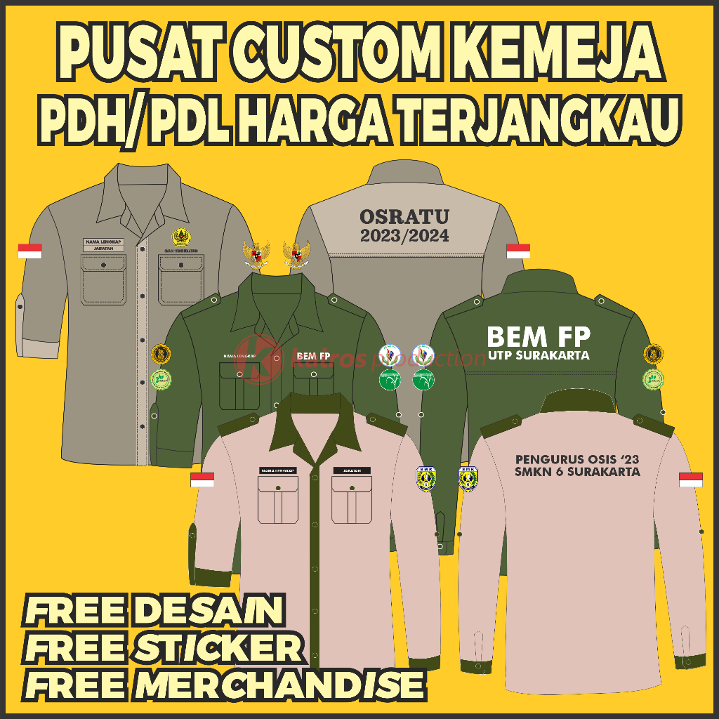 SERAGAM PDH PDL CUSTOM/ KEMEJA INSTANSI CUSTOM/ KEMEJA KERJA CUSTOM