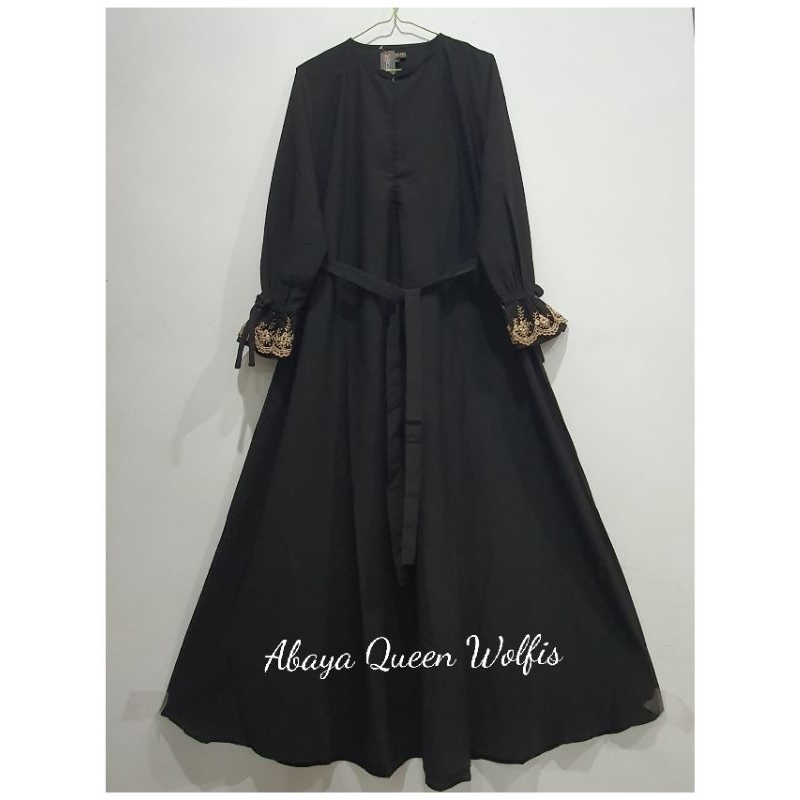 abaya Queen Wolfis / abaya Wolfis renda / gamis wolfis renda