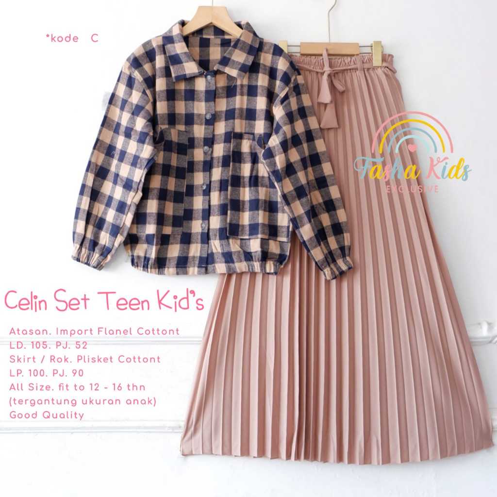 SET ROK ANAK PEREMPUAN TANGGUNG USIA 12-16 TAHUN CELIN SET TEEN KIDS SETELAN BAJU ANAK PEREMPUAN JAC