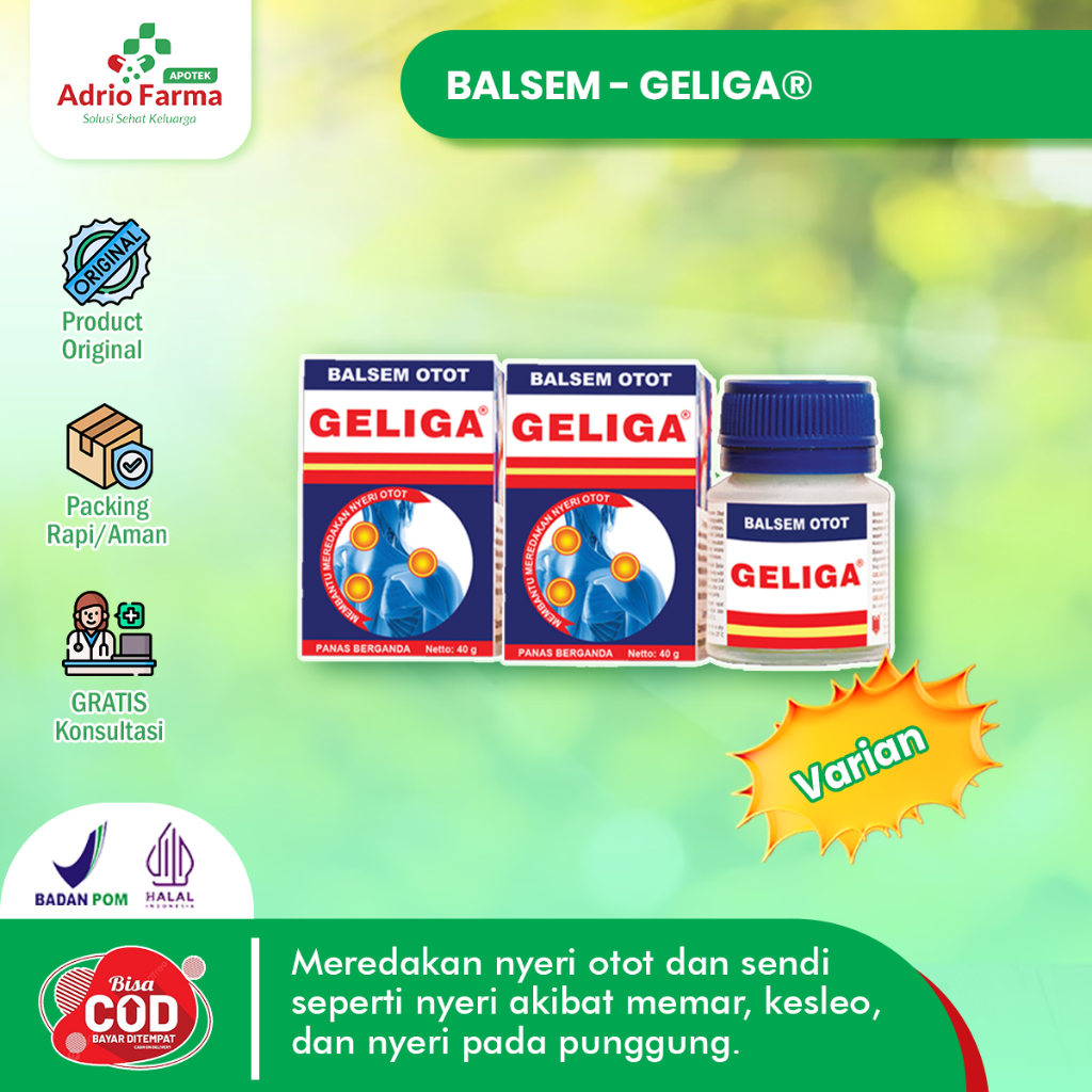 BALSEM - OTOT GELIGA BIRU - Pot @ 10gr / 20gr / 40gr - Krim untu Meringankan Nyeri Otot, Pegal Linu