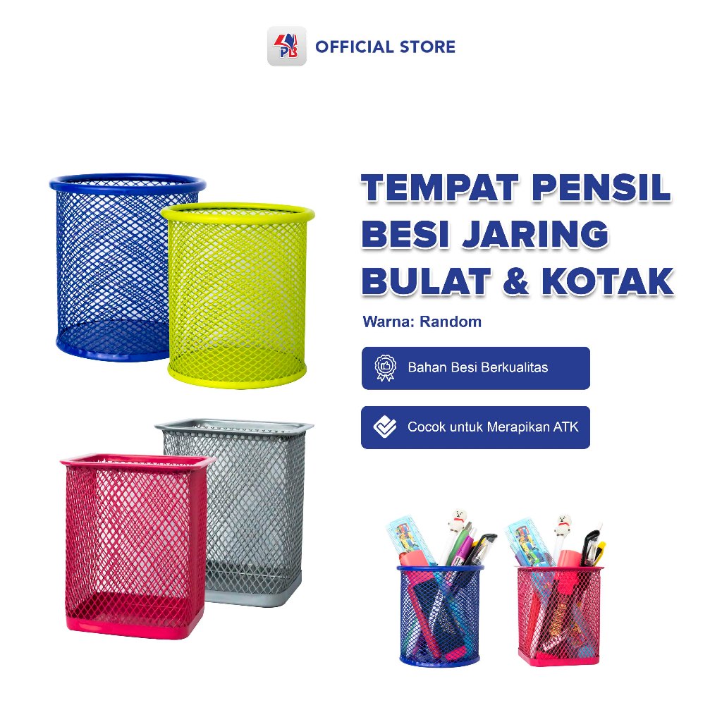

Tempat Pensil / Kotak Pensil Pulpen Bolpoin ATK Pen Holder Besi Jaring Full Color / PB EDUKASI ANAK - PBNB