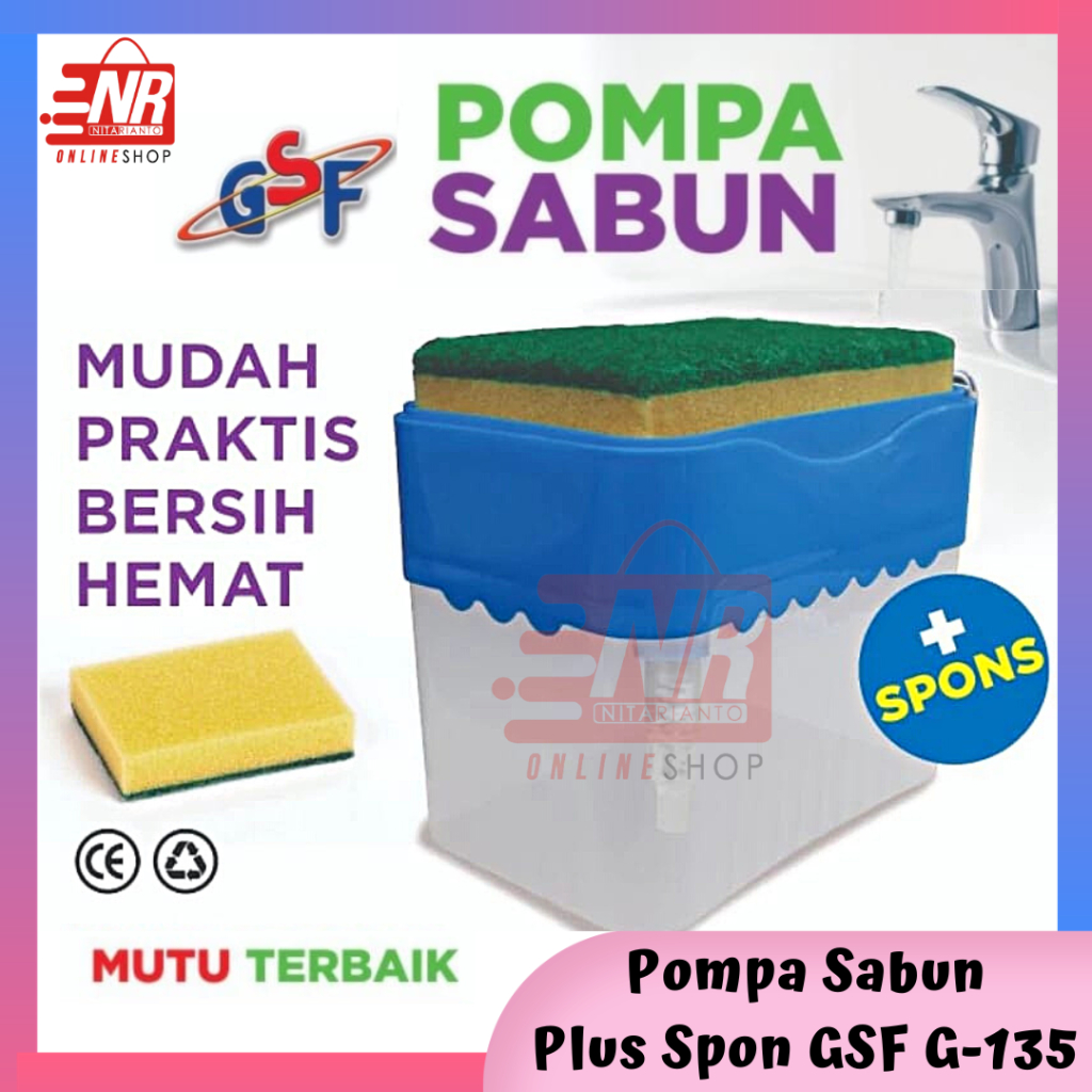 Dispenser Sabun Cuci Piring + Spon / Dispenser Sabun / Dispenser Sabun Cuci Piring / Tempat Sabun / 