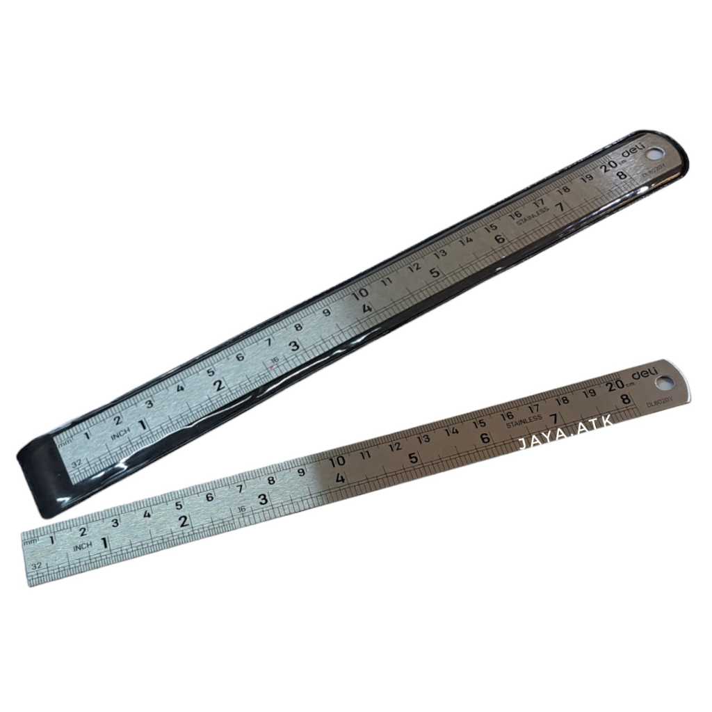 MISTAR PENGGARIS BESI 20 CM TEBAL STAINLESS DELI 8020Y SUPER TEBAL