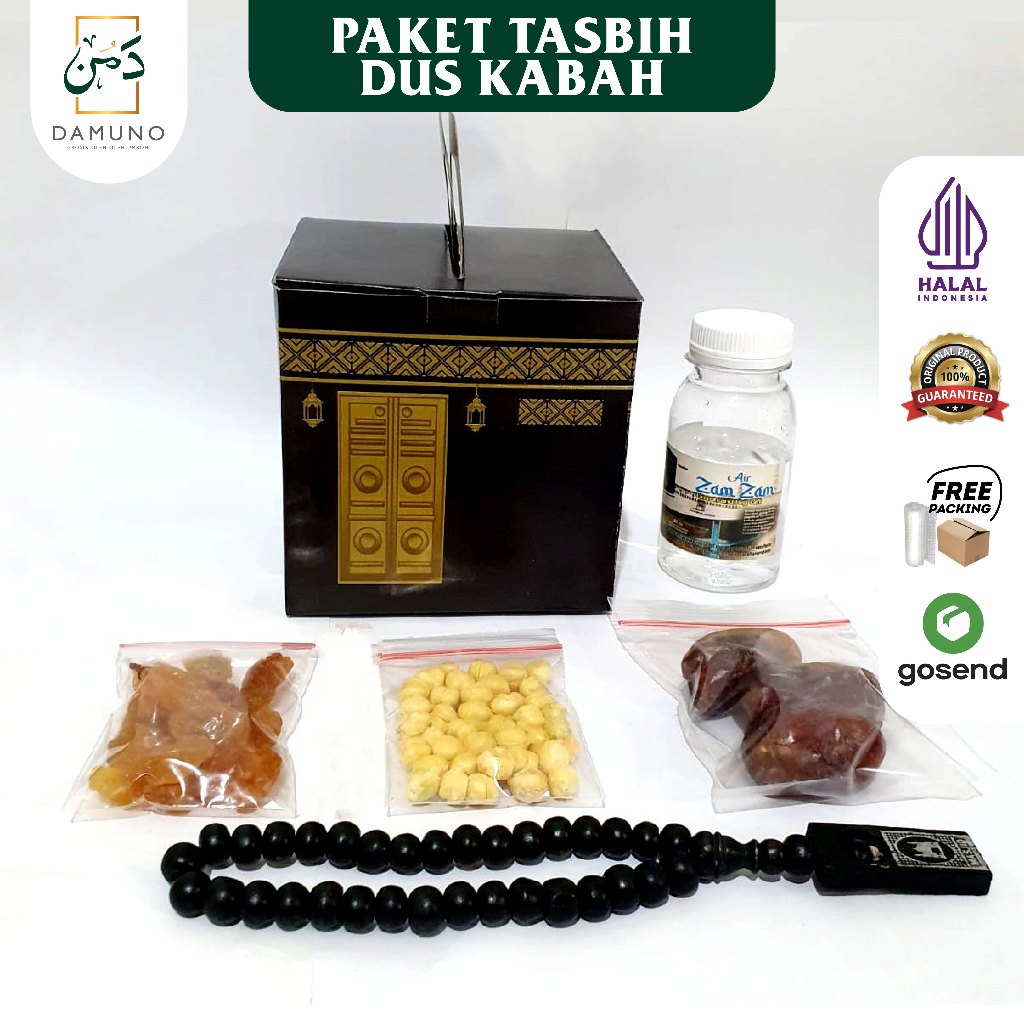 

Paket Oleh Oleh Haji dan Umroh box kabah Air Zamzam ori + botol 80ml+Kurma Khalas +Kismis + tasbih kayu