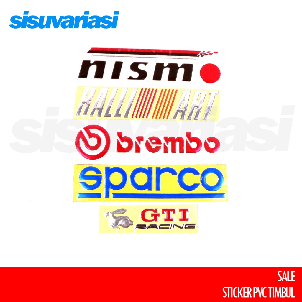 Stiker Sticker Mobil 3D Timbul Ralliart Nismo GTI Racing