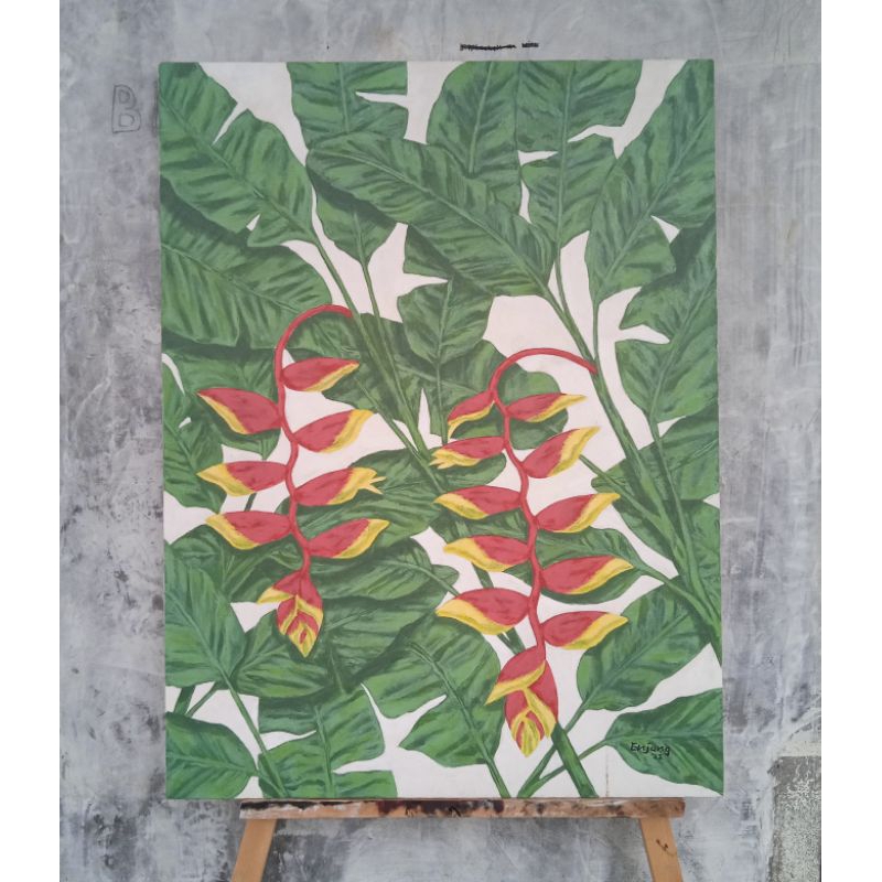 lukisan tropical, lukisan bunga, lukisan, hiasan dinding, lukisan kanvas, pajangan, dekorasi, wall d