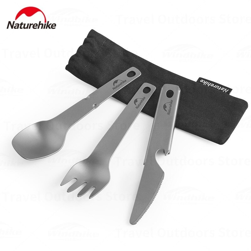 TITANIUM TABLEWARE NATUREHIKE CNH22CJ017 MULTIFUNGSI SENDOK MAKAN CAMPING SENDOK MAKAN SERBAGUNA ALA