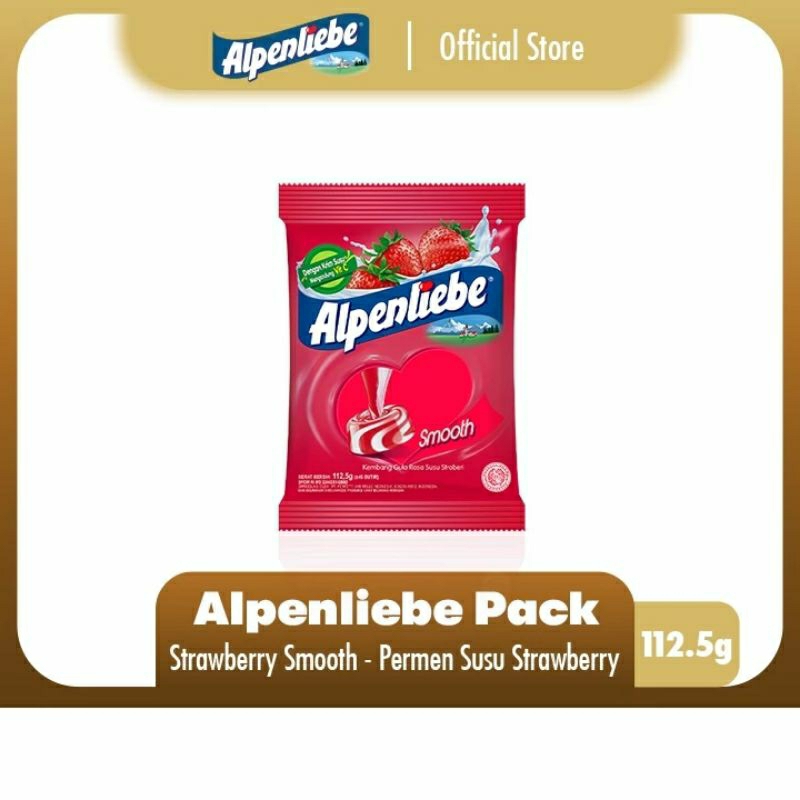 

Alpenliebe smooth permen rasa susu strawberry pouch 125g