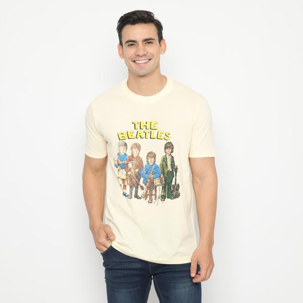 Kaos Cartoon The Beatles Tshirt Unisex Casual Bahan 100% Cotton White T-SHIRT