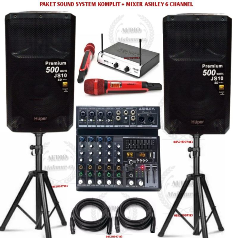 Paket Sound System Huper JS10 Huper js10 15 Inch Original Plus mixer Ashley