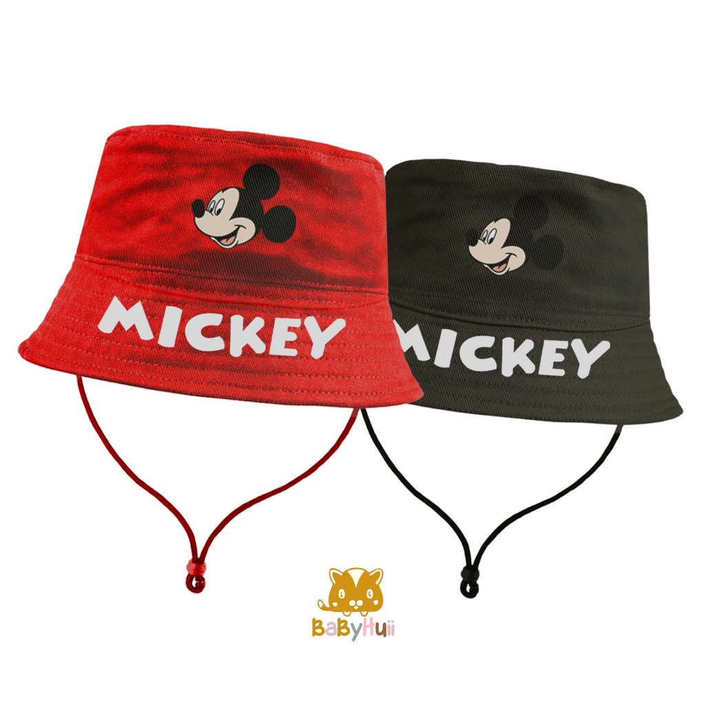 Topi Bucket Pantai Tali Anak Perempuan dan laki laki 1-7 tahun Mickey Mouse