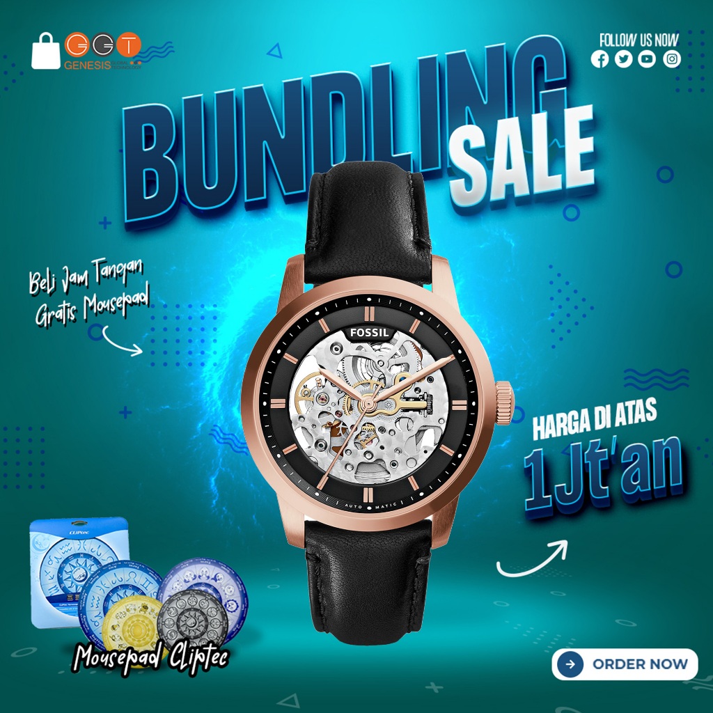 [DAPATKAN HADIAH] Jam Tangan Pria ME3084 Townsman Automatic Black Leather Strap