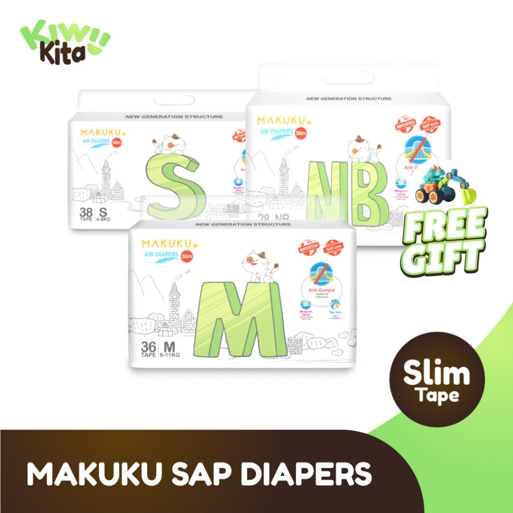 Makuku SAP Diapers Slim Tape New Born 28 Popok Bayi Tipis Cepat Kering Pampers Anti Gumpal