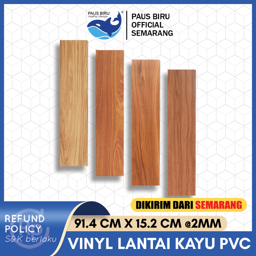 Paus Biru - Lantai Vinyl Foam Stiker Lantai Kayu Parket 91.5cm x 15,2cm / Sticker Vinyl Lantai PVC l