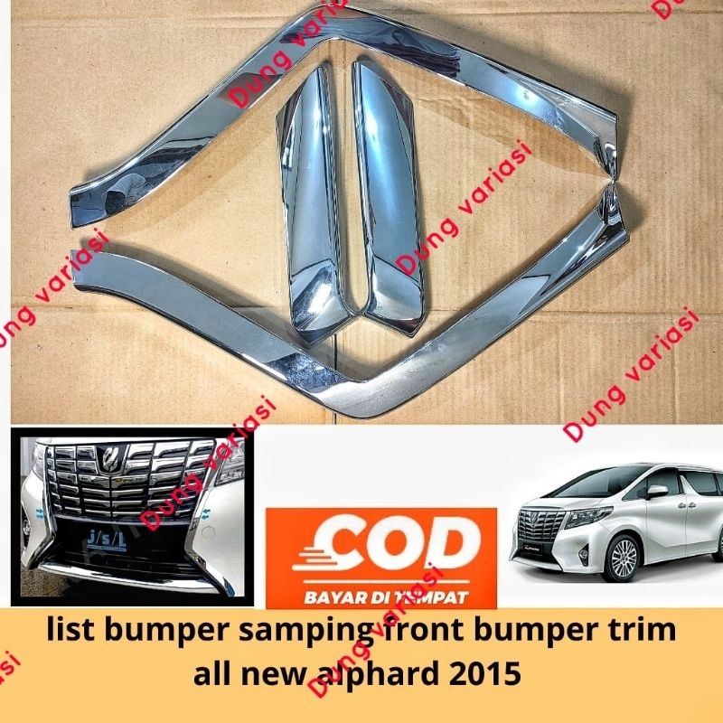 list bumper depan samping all new alphard chrome 2015