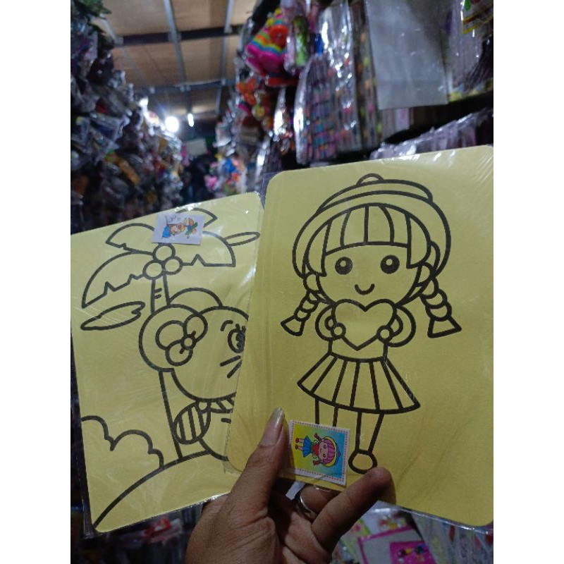 MEWARNAI PASIR GLITER GAMBAR