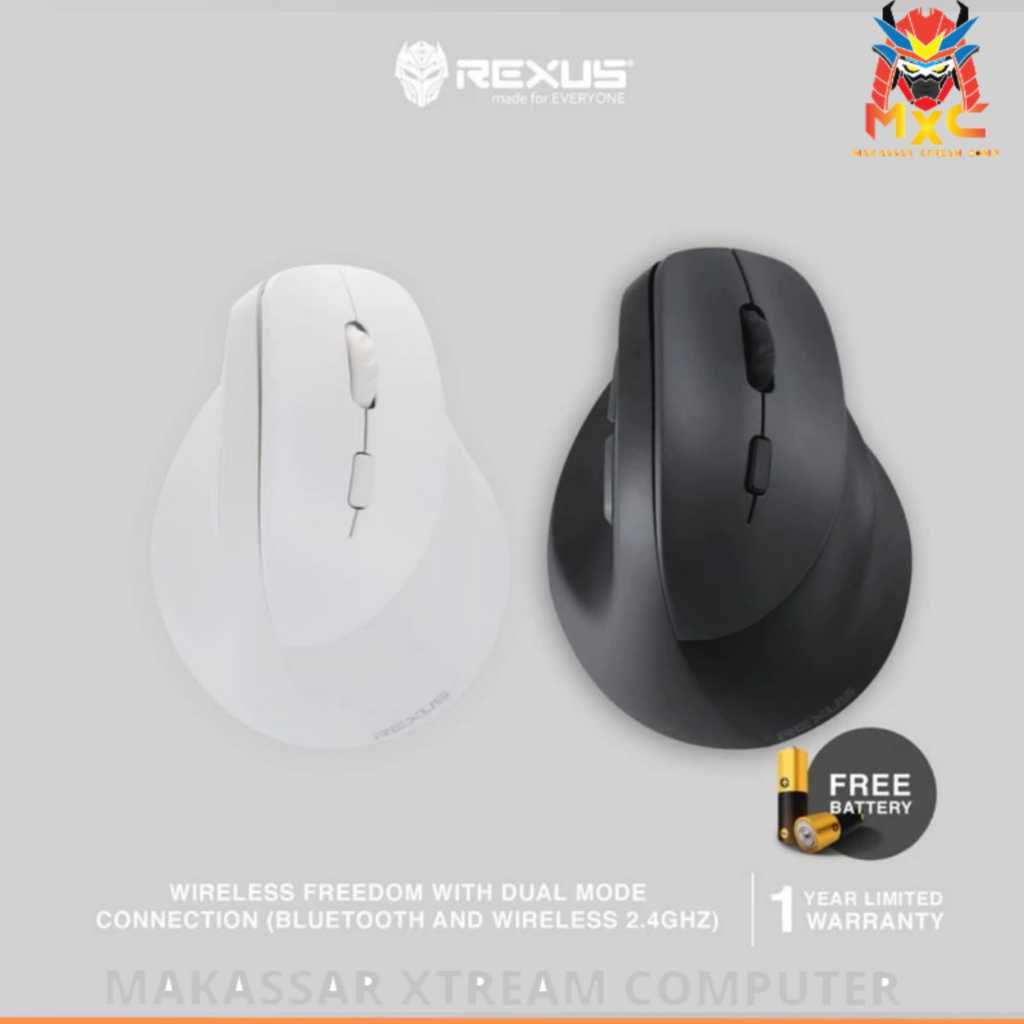 Rexus QV-260 | QV260 Mouse Vertical Wireless Clif dual mode bluetooth wireless 2.4ghz