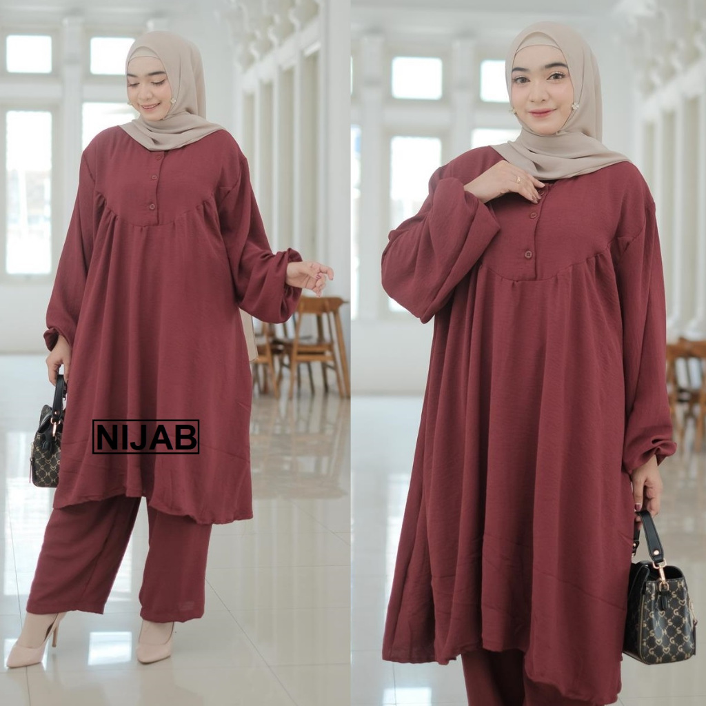 ONE SET CRINKLE JUMBO LD 130 BUSUI / KAGANI SETELAN BAJU HAMIL ADEM HALUS XXXL-XXXXL / BAHAN KRINGKE