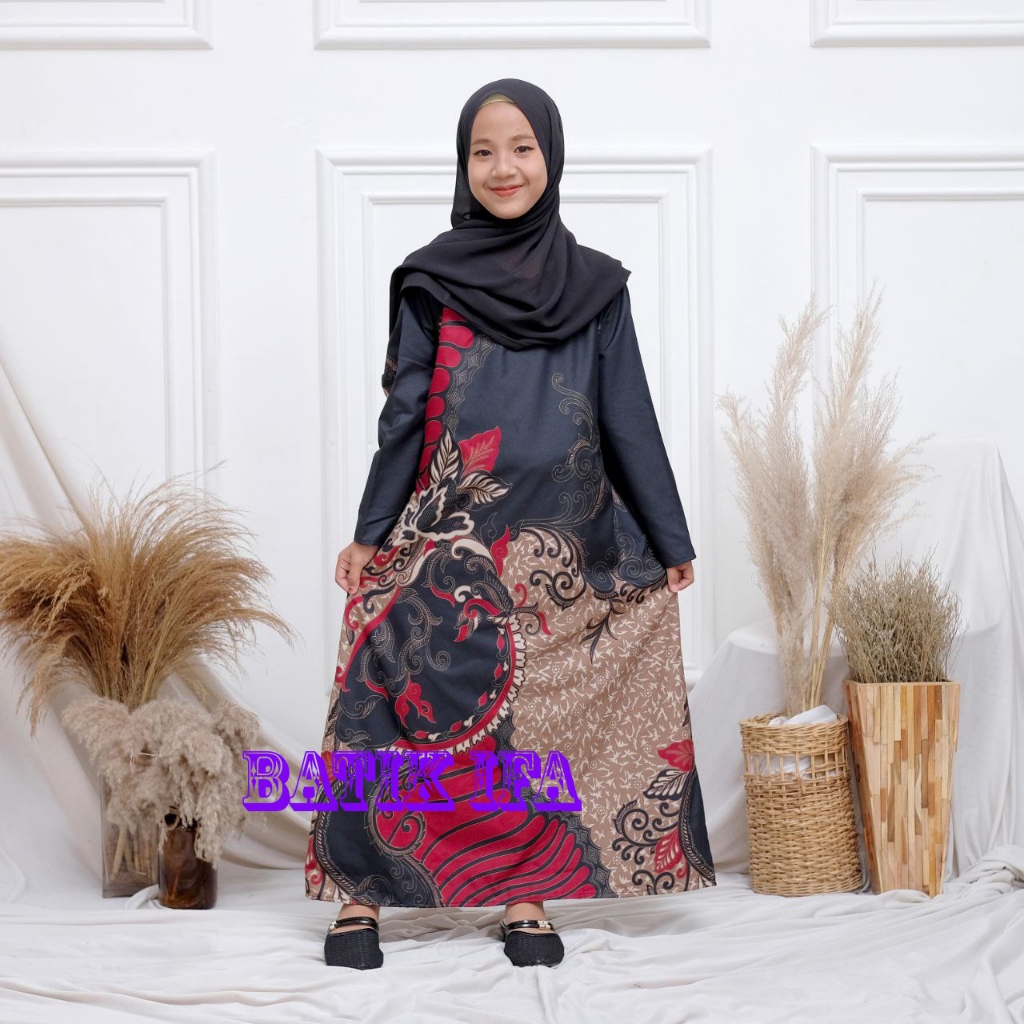 Baju Batik Anak Perempuan Usia 2-12 Tahun - Dress Anak - Gamis Batik Anak - BATIK IFA