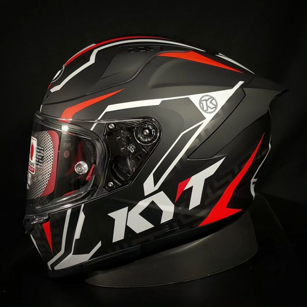 Helm Full Face KYT Striker Motif #2 Maze Black Red Fluo Matt Warna Hitam Merah Doff Original