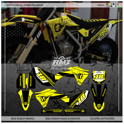 DECAL GORDON FULLBODY (009) DEKAL STIKER KLX GORDON HITAM MERAH, KUNING, HIJAU, BIRU TUA/MUDA, EMAS/