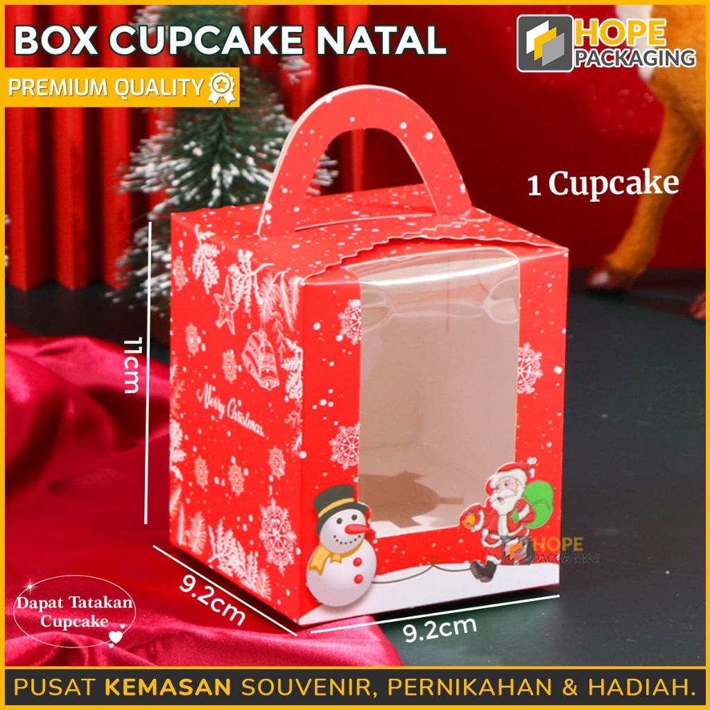 

Box Cupcake Motif Natal / Kardus Toples Kue Natal 600 ML / Dus Cupcake Natal/ Dus Cookie Natal