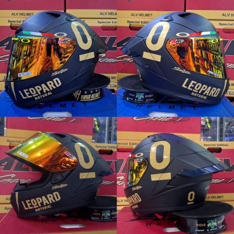 HELM FULL FACE ALV GENESIS BLACK DOF PAKET GANTENG LEOPARD