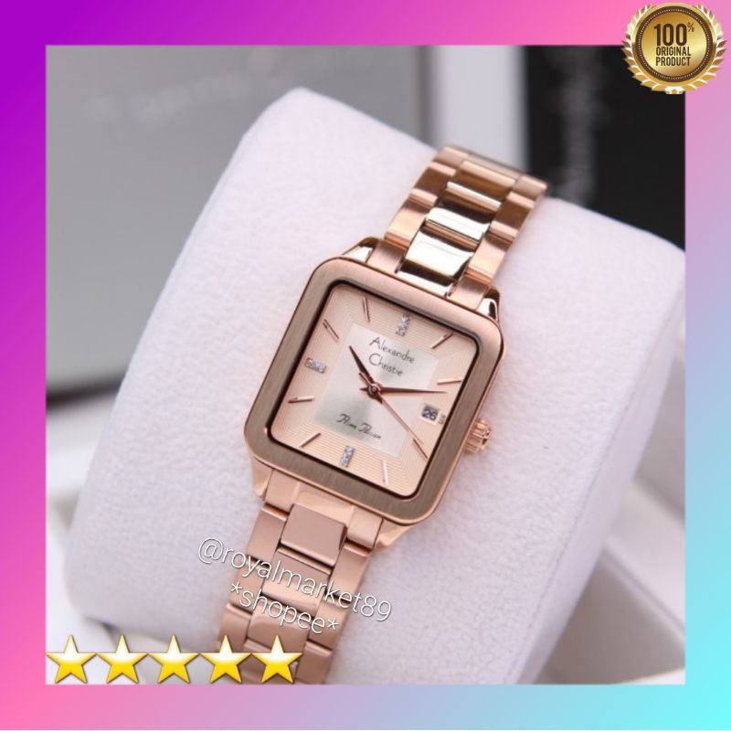 [PILIHAN WARNA LAIN GESER FOTONYA] ORI JAM TANGAN WANITA ALEXANDRE CHRISTIE ANALOG RANTAI STAINLESS 