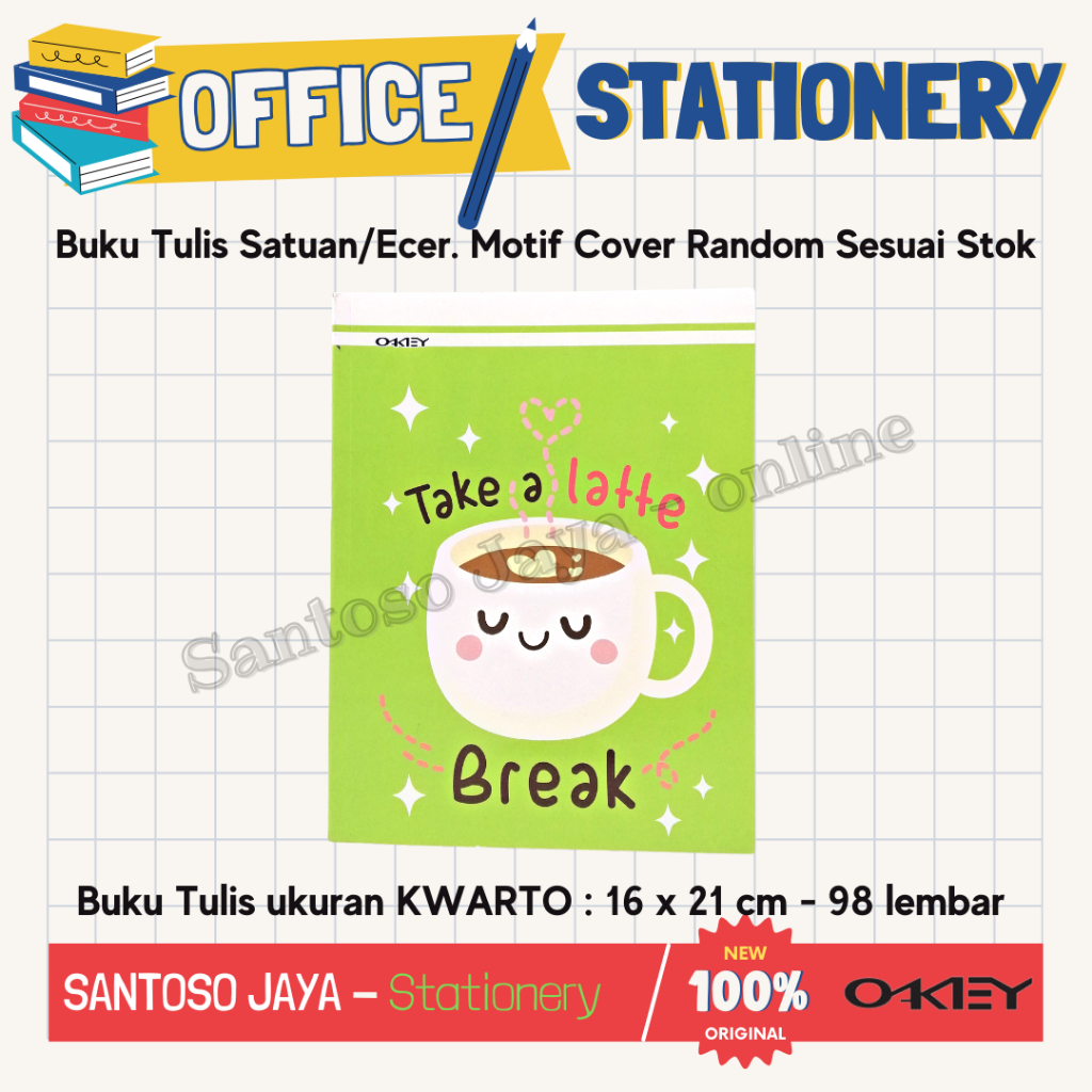 

Buku Tulis Kwarto OKEY by Kiky 98 Lembar 16x21 cm SATUAN/ECER