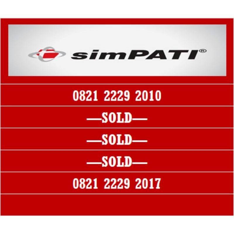 nomor cantik simpati telkomsel 4G 08** 2229 2010 (no, nomer, kartu, perdana, telkomsel, 2017)