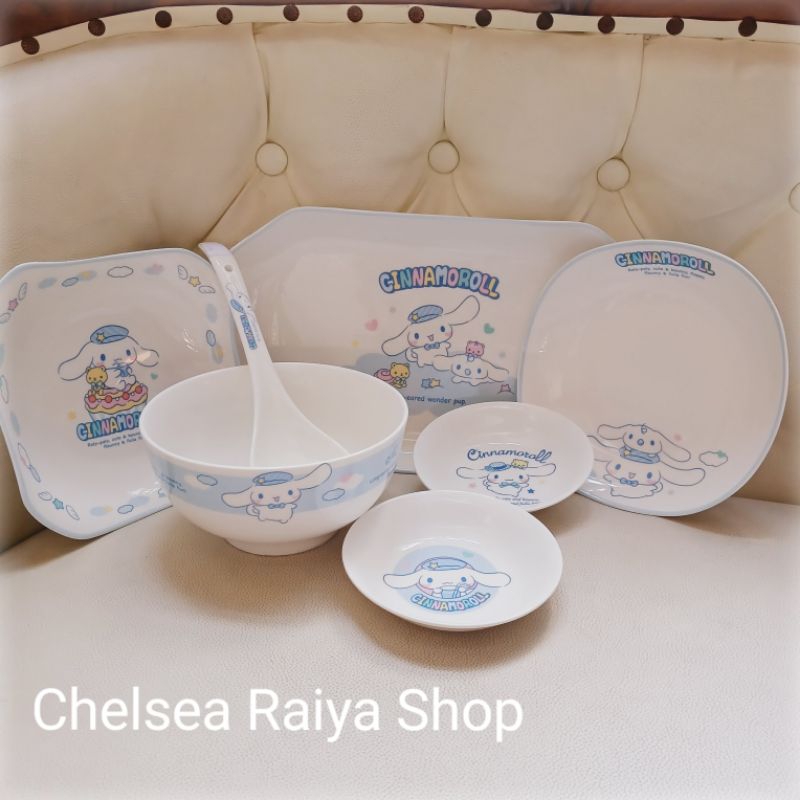 Piring Sendok Lodor Pisin Keramik Sanrio Cinnamoroll Milk Cinamorol Cinamoroll Cinnamonroll Kawaii O