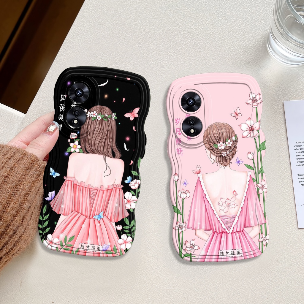 Softcase Hp Gelombang For Oppo A38 4G 2023 A18 Ryson888 Fashion Printing Case Casing Handphone Silik