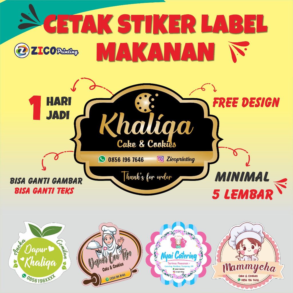 

CETAK STIKER LABEL KEMASAN/LABEL PRODUK/LABEL OLSHOP A3+VINYL CUSTOM(POTONG SESUAI BENTUK)