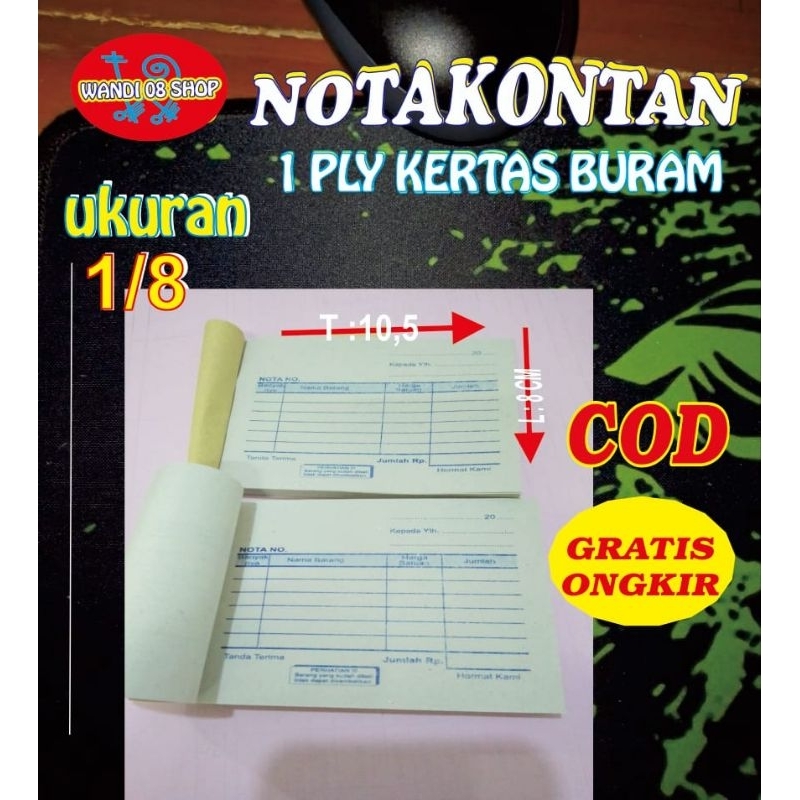 nota kontan 1 ply isi 50 / buku ukuran MINI 8X10,5 CM kertas buram.Minimal order 5 buku