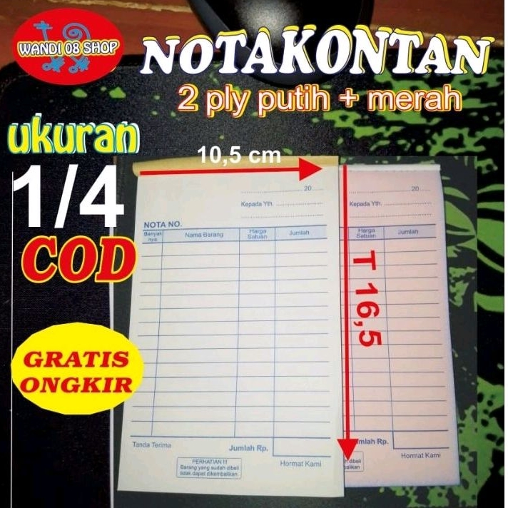 

nota kontan 2 ply isi 25 set ukuran 1/4 folio.READY STOCK