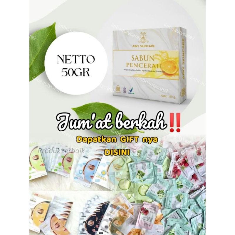 JUMAT BERKAH 2PCS‼️Sabun AINYSKINCARE varian  Lemon (Free 2pcs masker wajah Random/Acak)