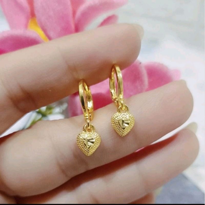 ANTING WANITA DEWASA BERLAPIS EMAS MUDA 24 K MOTIF JURAY LOVE