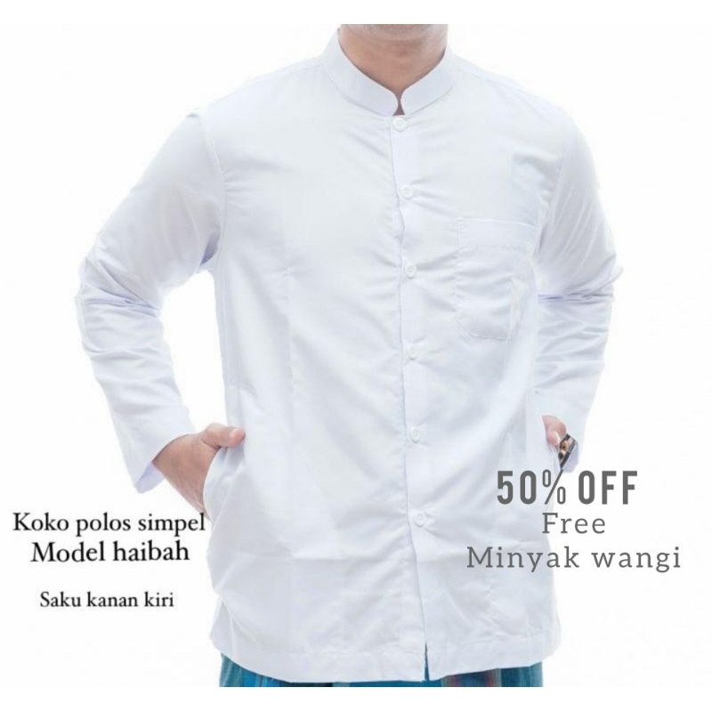 Baju Koko Habaib Putih Polos Lengan Panjang  Baju Koko Haibah Model Ammu
